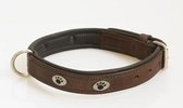 Hondenhalsband met nikkelen voetjes bruin 45 cm
