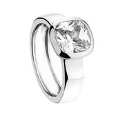 Silventi 943282876 52 Zilveren Ring - met vierkante Zirkonia - 8 mm - Zilverkleurig