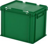 Stapelbak met deksel - Opbergbox - 400x300xH335mm - groen