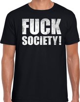 Fuck society protest t-shirt zwart voor heren L