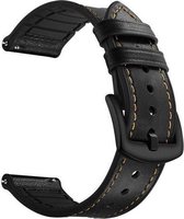 Bandje zwart leer/siliconen geschikt voor Samsung Galaxy Watch 46mm