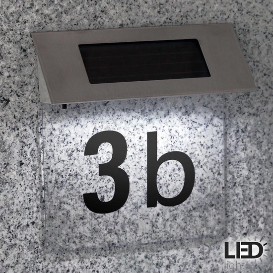 Huisnummer solar verlichting - Inclusief nummers - Dag-nacht sensor - Zonne-energie -... bol.com