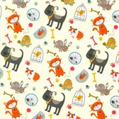 Inpakpapier Wit + dierenprint 50cm x 200mtr