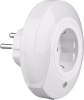 Stekkerlamp - Stekkerspot met Stopcontact - Trion Mirloni - Dag en Nacht Sensor - 0.4W - Warm Wit 3000K - Rond - Mat Wit - Kunststof - BES LED