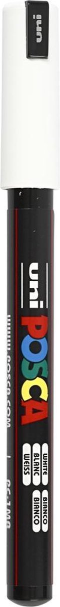Krijtstift – Fineliner – Universele Marker – 1 Wit – Uni Posca Marker – PC-1MR – 0,7mm – 1 stuk