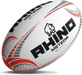Rhino Rugbybal Meteor Rubber/polyester Wit/oranjemaat 5