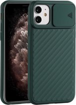 Voor iPhone 11 Pro Sliding Camera Cover Design Twill Anti-Slip TPU Case (Groen)