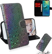 Voor Huawei Mate 20 effen kleur kleurrijke magnetische gesp horizontale flip pu lederen case met houder & kaartsleuven & portemonnee & lanyard (zilver)