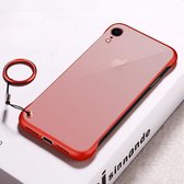 Frosted anti-slip TPU beschermhoes met metalen ring voor iPhone XR (rood)