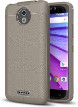 Voor Motorola Moto C Litchi Texture Design Soft TPU Anti-skip beschermhoes achterkant van de behuizing (grijs)