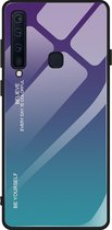 Voor Galaxy A9 (2018) Case met kleurverloop in glas (paars)