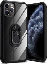 iPhone 11 Pro Max hoesje acryl transparant + metalen ringstandaard