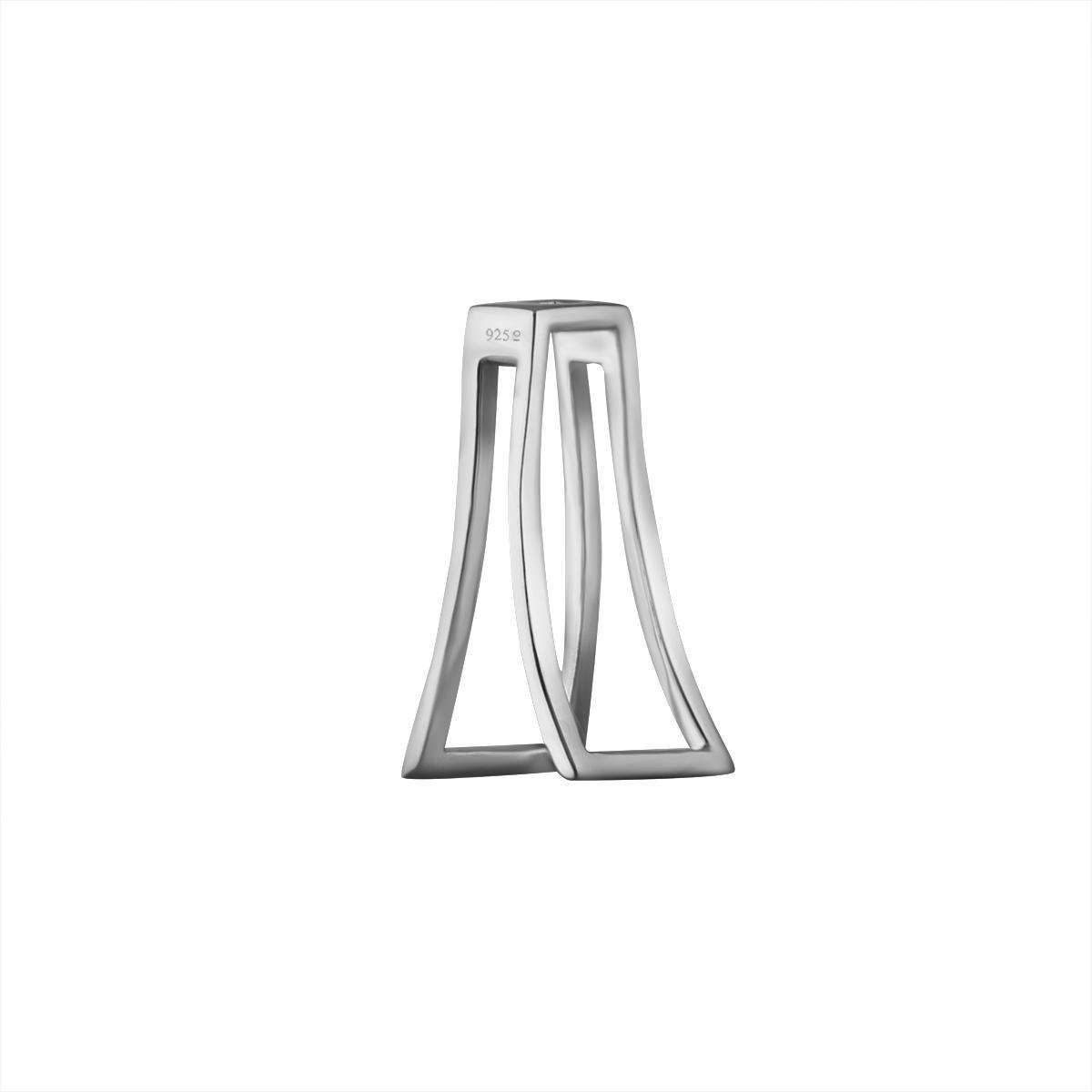 Quiges 925 Zilver Eligo Hanger Rechthoek-Curve voor verwisselbaar 10 mm Bolletje - NESH10006