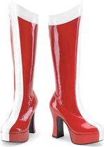 Pleaser Kniehoge laarzen -37 Shoes- US 7 Rood/Wit