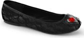 Star-25 Lace flats with heart patch on nose black - (EU 36 = US 6) - Demonia