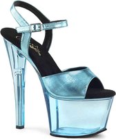 Pleaser Sandaal met enkelband, Paaldans schoenen -39 Shoes- SKY-308TT Paaldans schoenen Zwart/Roze