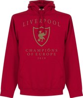Liverpool Champions Of Europe 2019 Logo Hoodie - Rood - XXL