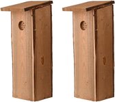 2x Houten vogelhuisjes/nesthuisjes 54 cm voor spechten - Vurenhouten vogelhuisjes tuindecoraties - Vogelnestje voor spechten
