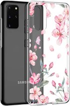 iMoshion Hoesje Geschikt voor Samsung Galaxy S20 Plus Hoesje Siliconen - iMoshion Design hoesje - Roze / Transparant / Blossom Watercolor