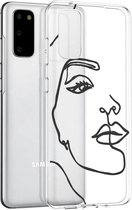 iMoshion Hoesje Geschikt voor Samsung Galaxy S20 Hoesje Siliconen - iMoshion Design hoesje - Transparant / Zwart / Line Art Woman Black
