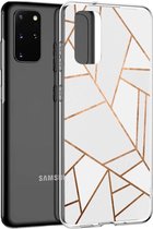 iMoshion Hoesje Geschikt voor Samsung Galaxy S20 Plus Hoesje Siliconen - iMoshion Design hoesje - Wit / Meerkleurig / Goud / White Graphic