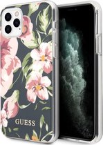 iPhone 11 Pro Max Backcase hoesje - Guess - Bloemen Donkerblauw - TPU (Zacht)