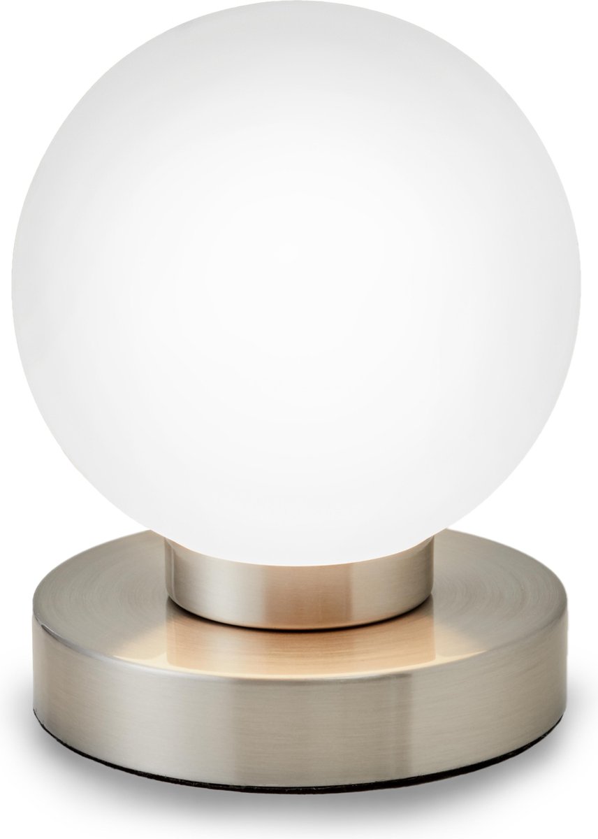 B.K.Licht - Witte Tafellamp - ingebouwde dimmer - touch - bedlamp voor slaapkamer - glas design - E14 fitting - excl. lichtbron