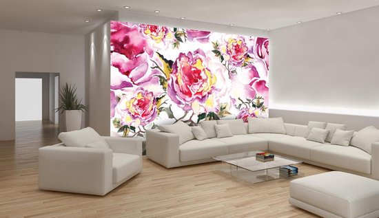 Photomural rose, revêtement mural