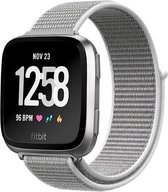 Shop4 - Bandje geschikt voor Fitbit Versa / Fitbit Versa 2 / Fitbit Versa Lite / Fitbit Blaze - Nylon Grijs Wit