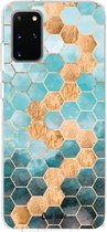 Casetastic Samsung Galaxy S20 Plus 4G/5G Hoesje - Softcover Hoesje met Design - Honeycomb Art Blue Print