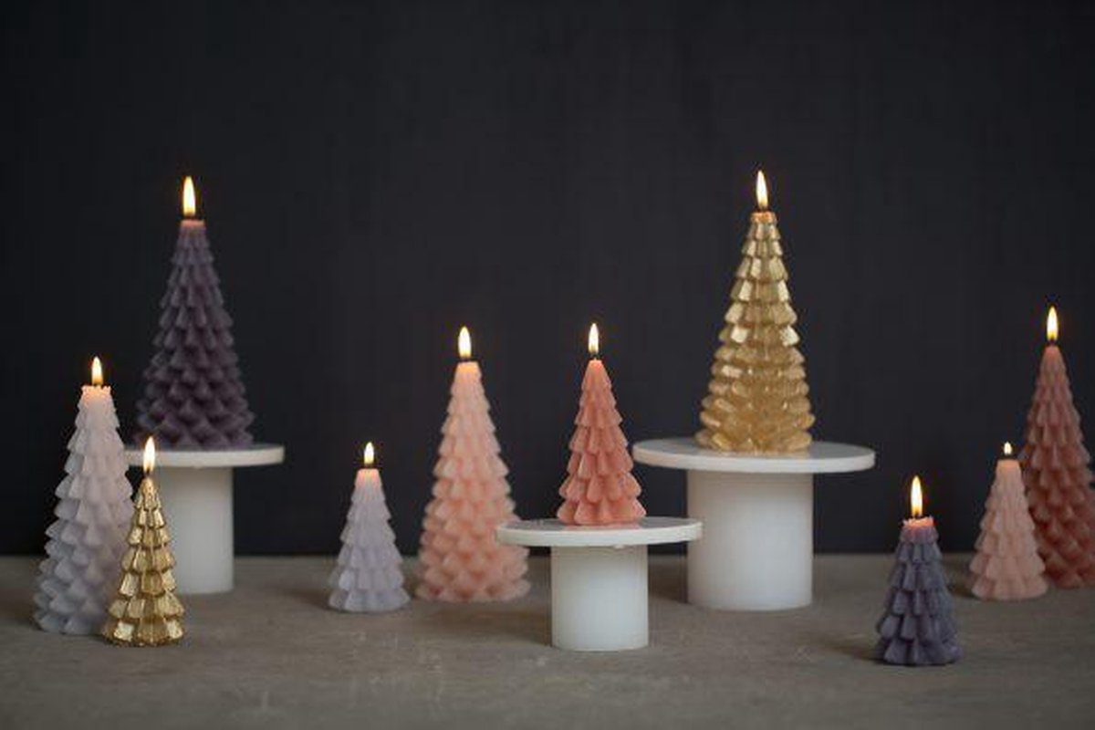 Rustik Lys Kerstboom kaars - Goud - Klein - 6.3x12cm