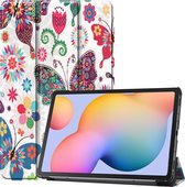 Tablet hoes geschikt voor Samsung Galaxy Tab S6 Lite - Tri-Fold Book Case - Vlinders