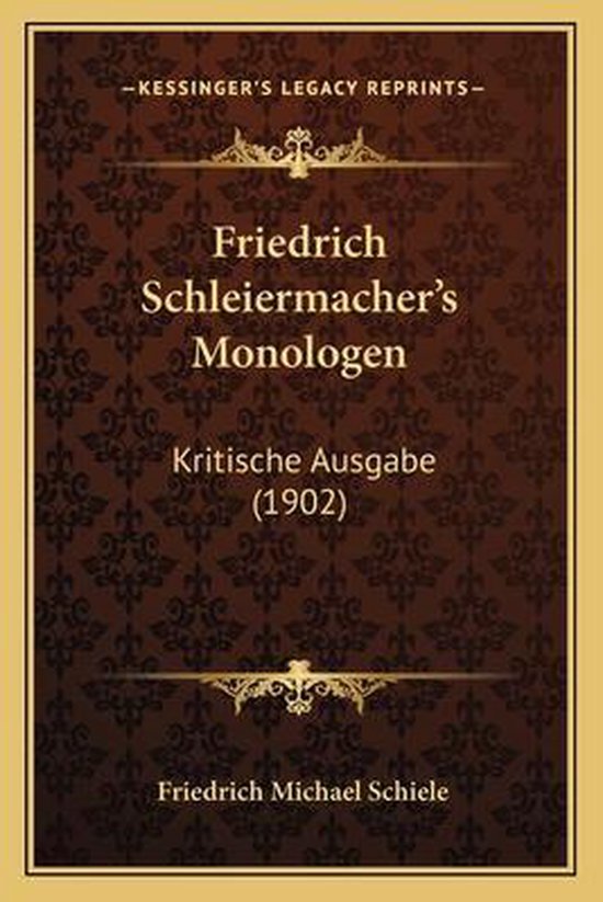 Friedrich Schleiermacher's Monologen - cover
