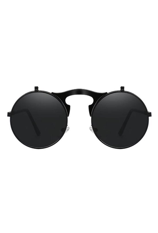 KIMU flip up ronde zonnebril zwart - vintage steampunk retro opklapbaar |  bol.com