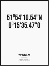 Poster/kaart ZEDDAM met coördinaten