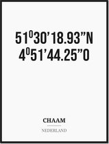 Poster/kaart CHAAM met coördinaten