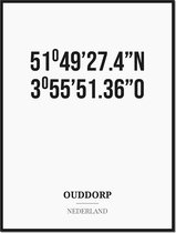 Poster/kaart OUDDORP met coördinaten