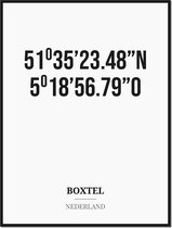 Poster/kaart BOXTEL met coördinaten