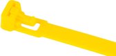 Kabelbinders/tyraps hersluitbaar geel. 540mm x 7.6mm. 1x100 stuks + Kortpack pen (099.1014)