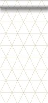 Origin behang grafische driehoeken wit en goud - 347682 - 0.53 x 10.05 m