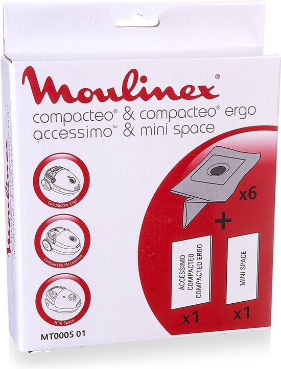 Sacs Sacs d'aspirateur Moulinex Compacteo MT0005 01 6 pcs | bol.com