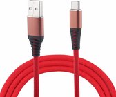 1m gevlochten kabel met doek USB A naar Type-C Data Sync-oplaadkabel, voor Galaxy, Huawei, Xiaomi, LG, HTC en andere slimme telefoons (rood)