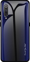 Voor Xiaomi 9 SE Texture Gradient Glass-beschermhoes (donkerblauw)