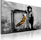 Schilderijen Op Canvas - Schilderij - Inspired by Banksy - black and white 90x60 - Artgeist Schilderij