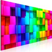 Schilderijen Op Canvas - Schilderij - Colourful Cubes (5 Parts) Narrow 200x80 - Artgeist Schilderij