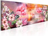 Schilderijen Op Canvas - Schilderij - Flamingoes Land 150x50 - Artgeist Schilderij