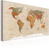 Schilderijen Op Canvas - Schilderij - World Map: Beige Chic 90x60 - Artgeist Schilderij