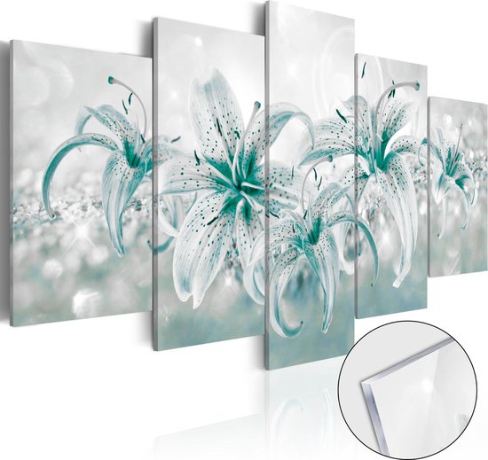 Schilderijen Op Canvas - Afbeelding op acrylglas - Sapphire Lilies [Glass] 200x100 - Artgeist Schilderij