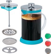 relaxdays koffiemaker glas - cafetiere - coffee maker - theemaker - 800 ml - kunststof blauw