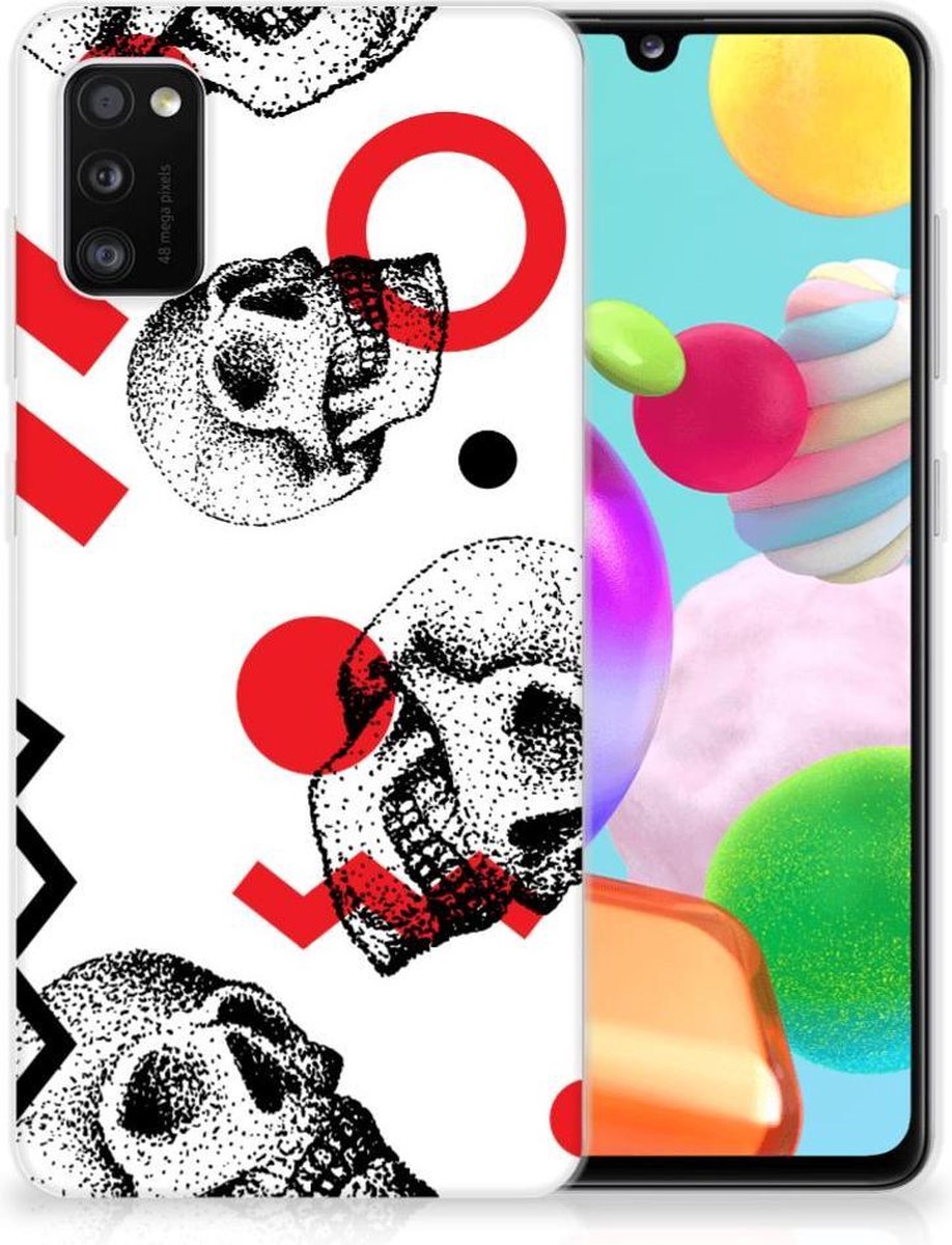 Silicone Back Case Samsung Galaxy A41 Skull Red